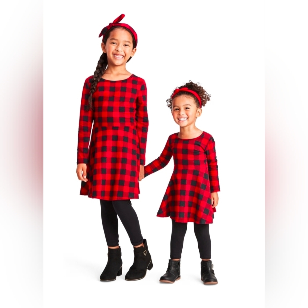 *New w/tags The Children's Place Buffalo Red Plaid Girls' Dresses. Holiday Dress